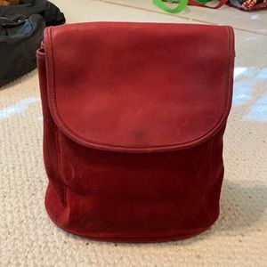 Vintage Coach red suede backpack